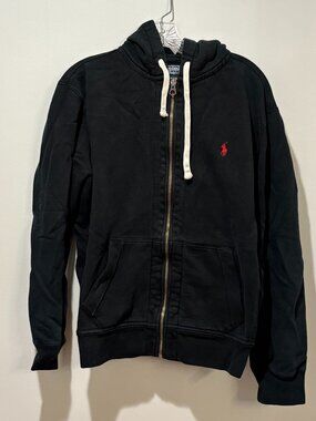 USED - Polo by Ralph Lauren Men's Black Zip Up Hoodie - Size L